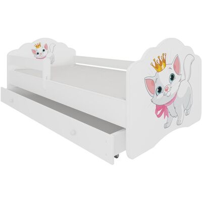 ADRK Furniture, Kinderbett, Bett mit Matratze, Lattenrost und Schublade CASIMO CAT 140x70 ADRK Furniture, Kinderbett, Bett mit Matratze, Lattenrost und Schublade CASIMO CAT 140x70