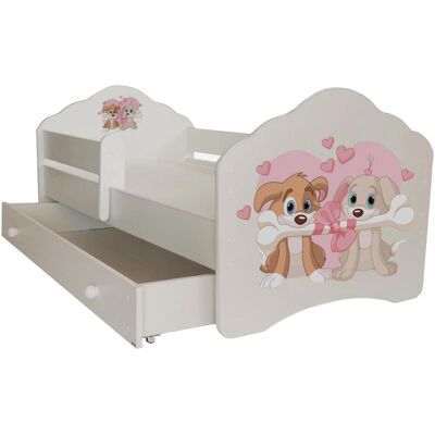 ADRK Furniture, Kinderbett, Bett mit Matratze, Lattenrost und Schublade CASIMO TWO DOGS 160x80 ADRK Furniture, Kinderbett, Bett mit Matratze, Lattenrost und Schublade CASIMO TWO DOGS 160x80
