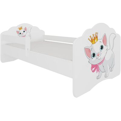 ADRK Furniture, Kinderbett, Bett mit Matratze und Geländer CASIMO CAT 140x70 ADRK Furniture, Kinderbett, Bett mit Matratze und Geländer CASIMO CAT 140x70