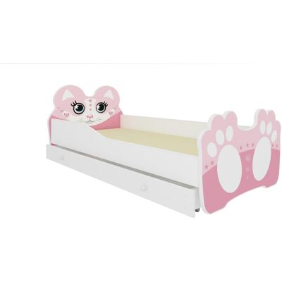 ADRK Furniture, Kinderbett, Bett mit Matratze und Schublade BEAR PINK 140x70 ADRK Furniture, Kinderbett, Bett mit Matratze und Schublade BEAR PINK 140x70