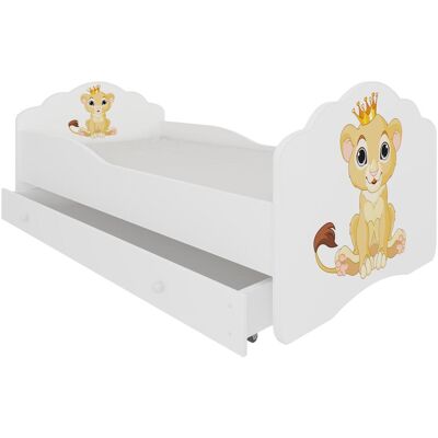 ADRK Furniture, Kinderbett, Bett mit Matratze und Schublade CASIMO LION 140x70 ADRK Furniture, Kinderbett, Bett mit Matratze und Schublade CASIMO LION 140x70