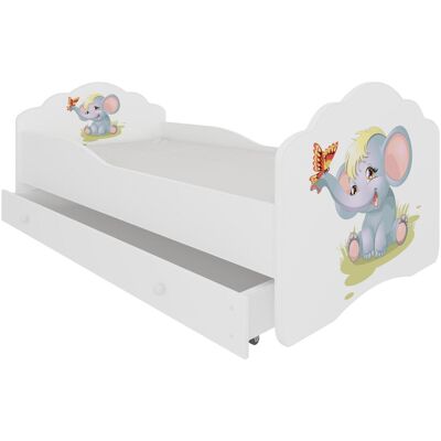 ADRK Furniture, Kinderbett, Bett mit Matratze und Schublade CASIMO ELEPHANT 160x80 ADRK Furniture, Kinderbett, Bett mit Matratze und Schublade CASIMO ELEPHANT 160x80