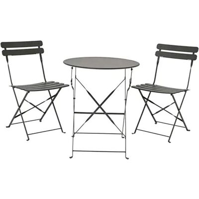Outdoor Living by Decoris, Gartentisch + Balkontisch, Helsingborg table and 2 chairs set, foldable, made of steel, anthracite grey (60 x 70 cm) Outdoor Living by Decoris, Gartentisch + Balkontisch, Helsingborg table and 2 chairs set, foldable, made of steel, anthracite grey (60 x 70 cm)
