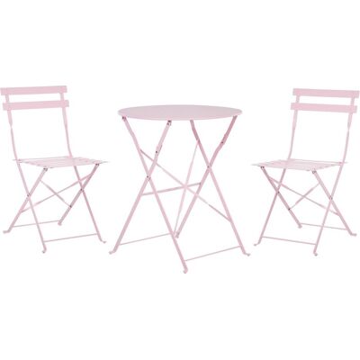Beliani, Gartentisch + Balkontisch, Balkonset pastellrosa 2 Stühle zusammenklappbar FIORI (60 x 60 x 72 cm) Beliani, Gartentisch + Balkontisch, Balkonset pastellrosa 2 Stühle zusammenklappbar FIORI (60 x 60 x 72 cm)