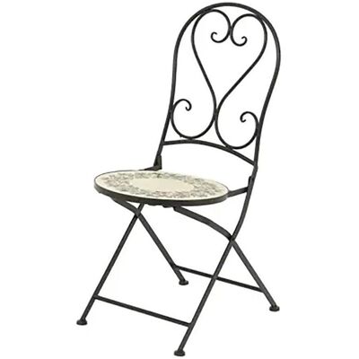 Outdoor Living by Decoris, Gartenstühle, Metal/mosaic folding chair atenas black color for outdoor ø39 x 52 x 92.5 cm Outdoor Living by Decoris, Gartenstühle, Metal/mosaic folding chair atenas black color for outdoor ø39 x 52 x 92.5 cm