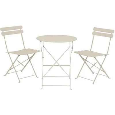 Outdoor Living by Decoris, Gartentisch + Balkontisch, Helsingborg table and 2 chairs set, foldable, steel, white (60 x 70 cm) Outdoor Living by Decoris, Gartentisch + Balkontisch, Helsingborg table and 2 chairs set, foldable, steel, white (60 x 70 cm)