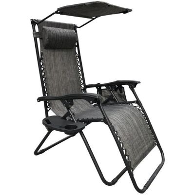 Saska Garden, Gartenstühle, FOLDABLE GARDEN DECK CHAIR WITH CANOPY 173X52/65X110CM GRAY Saska Garden, Gartenstühle, FOLDABLE GARDEN DECK CHAIR WITH CANOPY 173X52/65X110CM GRAY
