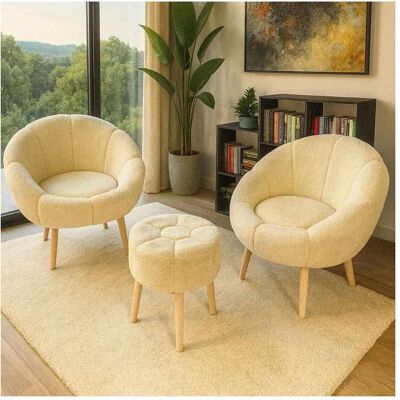 Atelier del Sofa, Hocker + Pouf, Lida Wellsoft Wing Chair & Pouffe Set (3 Pieces) Atelier del Sofa, Hocker + Pouf, Lida Wellsoft Wing Chair & Pouffe Set (3 Pieces)