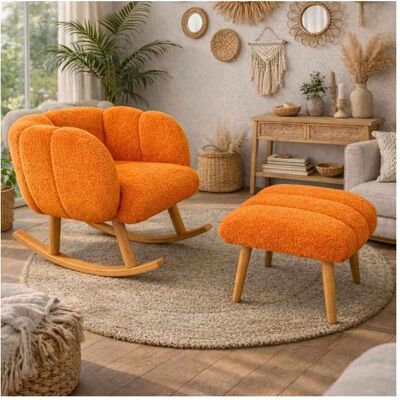 Atelier del Sofa, Hocker + Pouf, Lotus Wing Chair & Pouffe Set (2 Pieces) Atelier del Sofa, Hocker + Pouf, Lotus Wing Chair & Pouffe Set (2 Pieces)