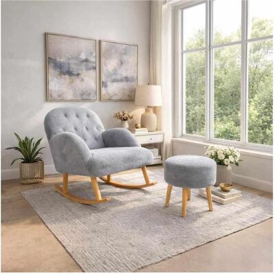 Atelier del Sofa, Hocker + Pouf, Dügmeli Wing Chair & Pouffe Set (2 Pieces) Atelier del Sofa, Hocker + Pouf, Dügmeli Wing Chair & Pouffe Set (2 Pieces)