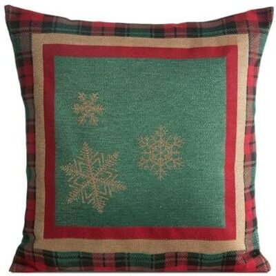 Eurofirany, Dekokissen, STAR Gobelin-Kissenbezug mit Gittermotiv und goldenen Schneeflocken, 45 x 45 cm (45 x 45 cm) Eurofirany, Dekokissen, STAR Gobelin-Kissenbezug mit Gittermotiv und goldenen Schneeflocken, 45 x 45 cm (45 x 45 cm)