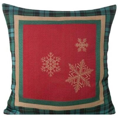 Eurofirany, Dekokissen, CHERRY Gobelin-Kissenbezug mit Gittermotiv und goldenen Schneeflocken, 45 x 45 cm (45 x 45 cm) Eurofirany, Dekokissen, CHERRY Gobelin-Kissenbezug mit Gittermotiv und goldenen Schneeflocken, 45 x 45 cm (45 x 45 cm)