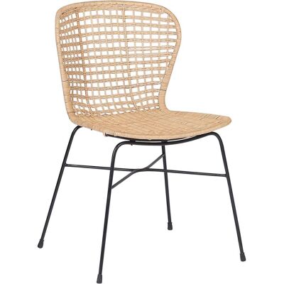 Beliani Set aus 2 Esszimmerstühlen - Rattan Natur - 49x83x56cm - Indoor Beliani Set aus 2 Esszimmerstühlen - Rattan Natur - 49x83x56cm - Indoor