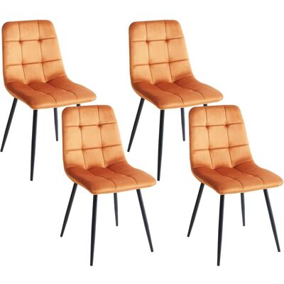 Beliani Moderner skandinavischer Orangener Samtstuhl - Esszimmermöbel Beliani Moderner skandinavischer Orangener Samtstuhl - Esszimmermöbel