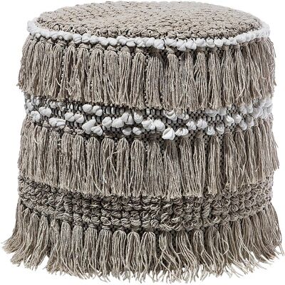 Beliani Beiger Baumwoll-Pouf - Boho Rustikal Akzent - 44x43cm Beliani Beiger Baumwoll-Pouf - Boho Rustikal Akzent - 44x43cm
