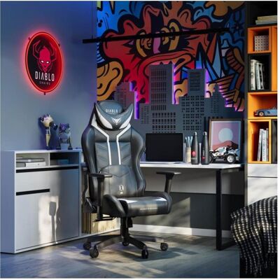 Diablo Chairs Neon LED, Gaming Stuhl, Rot Diablo Chairs Neon LED, Gaming Stuhl, Rot