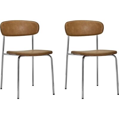 House Doctor, Stühle, Chair, HDPova, Cognac, Chrome (2x) House Doctor, Stühle, Chair, HDPova, Cognac, Chrome (2x)