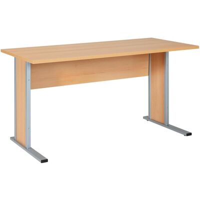 MÖBELPARTNER - buche rechteckiger Schreibtisch silber 140 x 65 cm MÖBELPARTNER - buche rechteckiger Schreibtisch silber 140 x 65 cm