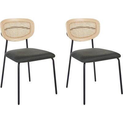 Beliani Dunkelgrüne Esstischstühle-Set - Rattan & Polyester Beliani Dunkelgrüne Esstischstühle-Set - Rattan & Polyester