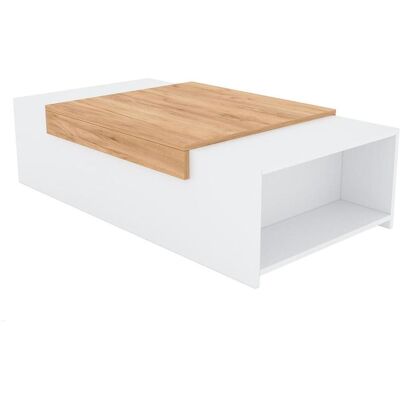 Home123, Couchtisch + Beistelltisch, Couchtisch GORITA 1 weiss + Eiche (110 x 60 x 31 cm) Home123, Couchtisch + Beistelltisch, Couchtisch GORITA 1 weiss + Eiche (110 x 60 x 31 cm)