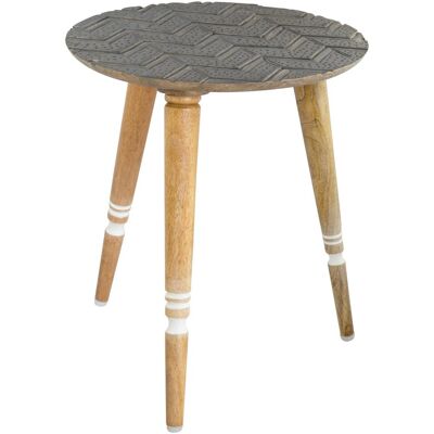 Bhp, Couchtisch + Beistelltisch, Beistelltisch Mangoholz Tischplatte grau rund (40 x 40 x 45 cm) Bhp, Couchtisch + Beistelltisch, Beistelltisch Mangoholz Tischplatte grau rund (40 x 40 x 45 cm)