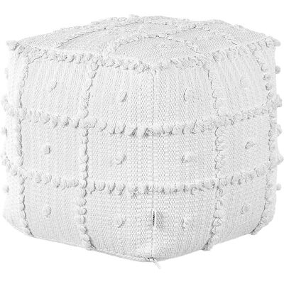Beliani Weiß Baumwolle Hocker - Pouffe, 40 x 40 x 40 cm Beliani Weiß Baumwolle Hocker - Pouffe, 40 x 40 x 40 cm