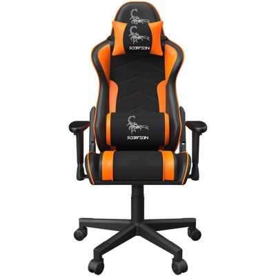 Gembird GC-SCORPION-04X Gaming-Stuhl "SCORPION", schwarz und orange, Stoffsessel mit orangefarbenen Kunst..., Gaming Stuhl, Orange, Schwarz Gembird GC-SCORPION-04X Gaming-Stuhl "SCORPION", schwarz und orange, Stoffsessel mit orangefarbenen Kunst..., Gaming Stuhl, Orange, Schwarz