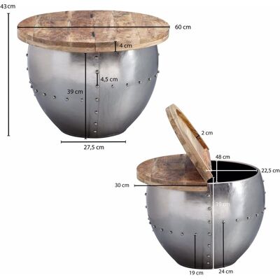Wohnling Mango Massivholz Couchtisch - Industrieller Stil Rund Wohnling Mango Massivholz Couchtisch - Industrieller Stil Rund