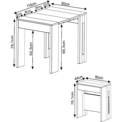 Homitis, Konsolentisch, Nivo Extendable Console Table (80 x 44 x 76.10 cm) Homitis, Konsolentisch, Nivo Extendable Console Table (80 x 44 x 76.10 cm)