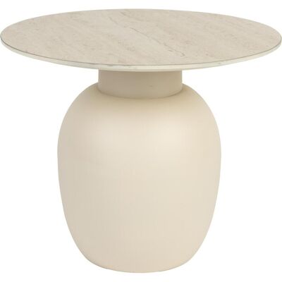 Karula Beistelltisch Beige Runde Travertin-Optik Karula Beistelltisch Beige Runde Travertin-Optik