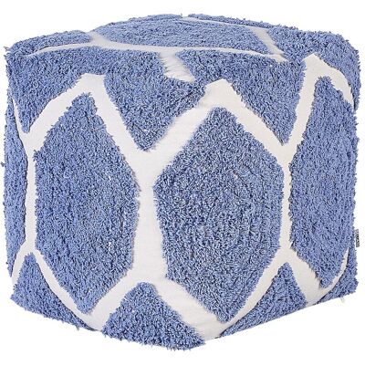 Beliani Pouffe Beige Blau Baumwolle Geometrisches Muster Dekorativ Sitz - Pouffe Beliani Pouffe Beige Blau Baumwolle Geometrisches Muster Dekorativ Sitz - Pouffe