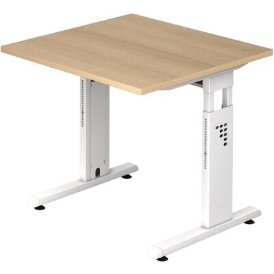HAMMERBACHER Marke Gradeo Höhenverstellbarer Schreibtisch - 80x80cm, Weiß, Eiche HAMMERBACHER Marke Gradeo Höhenverstellbarer Schreibtisch - 80x80cm, Weiß, Eiche