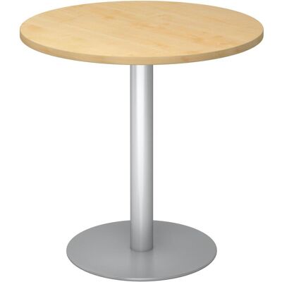 Kaiserkraft Meeting-Tisch - Ø 800 mm, 755 mm hoch, Silberrahmen, Ahorn-Design Kaiserkraft Meeting-Tisch - Ø 800 mm, 755 mm hoch, Silberrahmen, Ahorn-Design