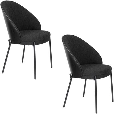 2x Dutchbone, Stühle, Rodin Chair Bouclé Black 2x Dutchbone, Stühle, Rodin Chair Bouclé Black
