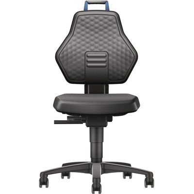 Tecwerk, Bürostuhl, Arbeitsdrehstuhl Rollen Kunstleder schwarz Grifffarbe blau 450-600 mm (45 - 60 cm) Tecwerk, Bürostuhl, Arbeitsdrehstuhl Rollen Kunstleder schwarz Grifffarbe blau 450-600 mm (45 - 60 cm)