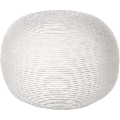 Beliani Weißer Wollrunder Hocker - Boho Stil Komfort Beliani Weißer Wollrunder Hocker - Boho Stil Komfort