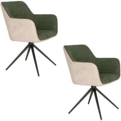 2x White Label Living, Stühle, Daley Armchair Beige/Green 2x White Label Living, Stühle, Daley Armchair Beige/Green