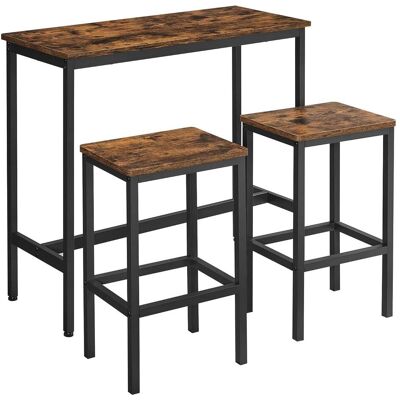 Songmics, Bartisch, Bartisch Set Industrie Design Vintagebraun Tintenschwarz (100 x 100 x 90 cm) Songmics, Bartisch, Bartisch Set Industrie Design Vintagebraun Tintenschwarz (100 x 100 x 90 cm)