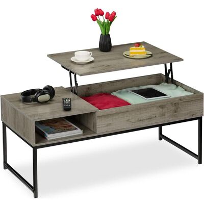 Relaxdays Faltbarer Couchtisch mit Stauraum - Grau Relaxdays Faltbarer Couchtisch mit Stauraum - Grau