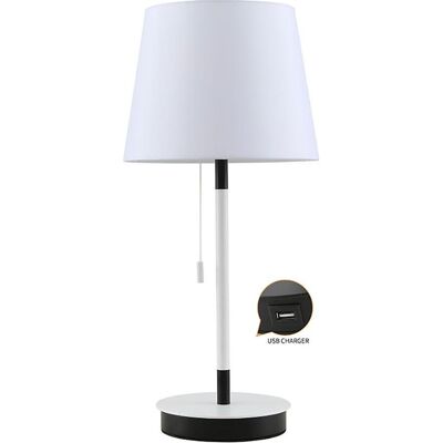 F-Bright, Tischlampe, E27 table lamp white/black with usb charger, ø235 x 505 mm (E27) F-Bright, Tischlampe, E27 table lamp white/black with usb charger, ø235 x 505 mm (E27)