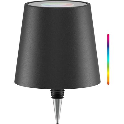 Goobay, Tischlampe, Kabellose LED-Flaschenleuchte, RGBW, schwarz Goobay, Tischlampe, Kabellose LED-Flaschenleuchte, RGBW, schwarz