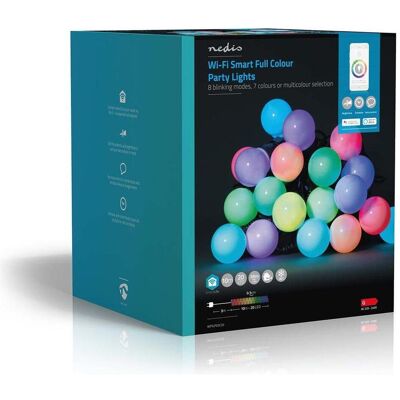 Nedis, Lichterkette, SmartLife Dekorative LED Wi-Fi RGB 20 LED"s 10 m Android™ / IOS (10 m) Nedis, Lichterkette, SmartLife Dekorative LED Wi-Fi RGB 20 LED"s 10 m Android™ / IOS (10 m)