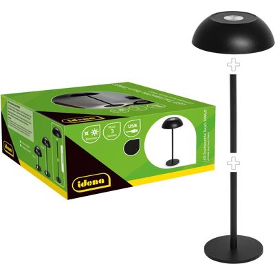 Idena, Tischlampe, LED Tischleuchte Touch Tango Metall schwarz 15x33cm Akku USB dimmbar 3 Modi Innen Idena, Tischlampe, LED Tischleuchte Touch Tango Metall schwarz 15x33cm Akku USB dimmbar 3 Modi Innen