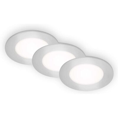BRILONER LED Einbauleuchten-Set - 3er, IP65, chrom-matt, 350 lm BRILONER LED Einbauleuchten-Set - 3er, IP65, chrom-matt, 350 lm