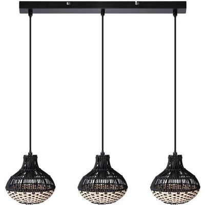 Nino Leuchten, Pendelleuchte, 30810308Pendelleuchte 'Milena' Rattan schwarznatur 3flg (E14) Nino Leuchten, Pendelleuchte, 30810308Pendelleuchte 'Milena' Rattan schwarznatur 3flg (E14)