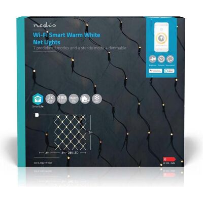 Nedis, Lichterkette, SmartLife Dekorative LED Wi-Fi Warmweiss 280 LED's 3 x 2 m Android™ / IOS (3 m) Nedis, Lichterkette, SmartLife Dekorative LED Wi-Fi Warmweiss 280 LED's 3 x 2 m Android™ / IOS (3 m)