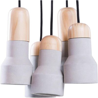 Beliani, Pendelleuchte, Lamp Hängelampe, die an 5 grauen BRACELET-Betondiffusoren hängt (E14) Beliani, Pendelleuchte, Lamp Hängelampe, die an 5 grauen BRACELET-Betondiffusoren hängt (E14)