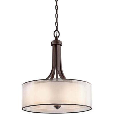 Elstead Lighting, Pendelleuchte, Lacey Hängeleuchte E27 4-fach Mission Bronze helle Umbra, Erd-Farbe, metallisch gefrostet (E27) Elstead Lighting, Pendelleuchte, Lacey Hängeleuchte E27 4-fach Mission Bronze helle Umbra, Erd-Farbe, metallisch gefrostet (E27)