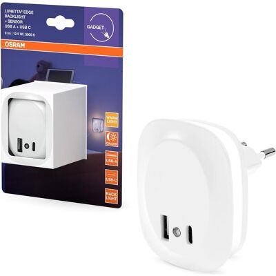 Osram, Nachtlicht, Lunetta Edge USB A&C 830 USB A C White Osram, Nachtlicht, Lunetta Edge USB A&C 830 USB A C White