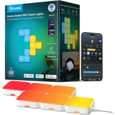 Govee Smart Mini Panelen - 10 Stk. RGBIC-Segmentfarben Govee Smart Mini Panelen - 10 Stk. RGBIC-Segmentfarben